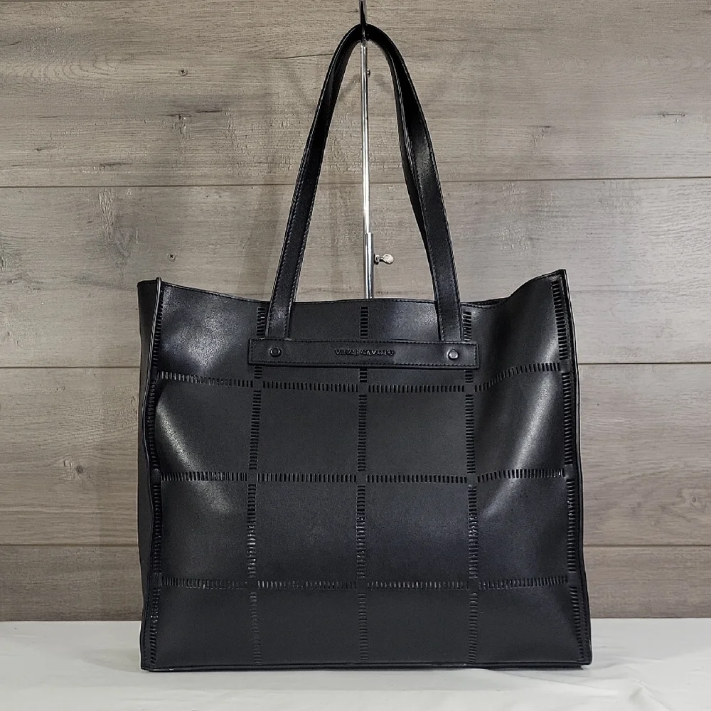 Vince Camuto Black Leather Tote Shoulder Bag Purse